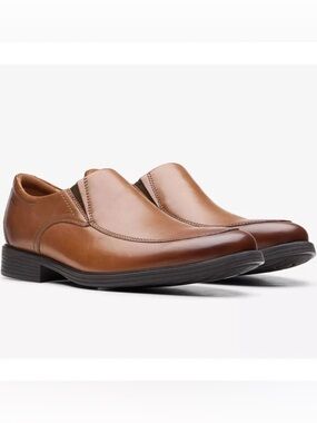 CLARKS WHIDDON STEP MENS SLIP-ON LOAFER BUSINESS CASUAL BROWN/TAN 8.5 | LIKE NEW
